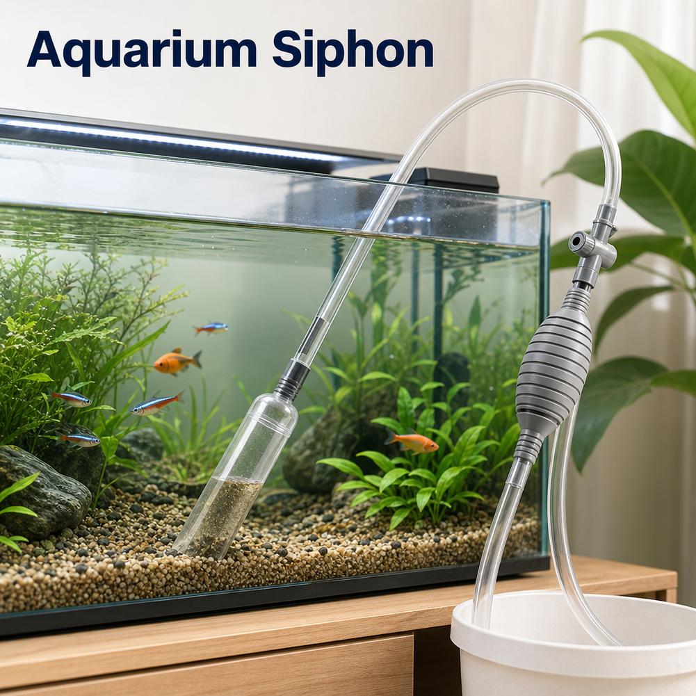 Aquarium Marine Sand - ชุดปั๊มเปลี่ยนน้ำตู้ปลาแบบใช้มือ พร้อมอุปกรณ์ทำความสะอาดกรวด ทราย และสายดูดน้ำ สำหรับการบำรุงรักษาตู้ปลา