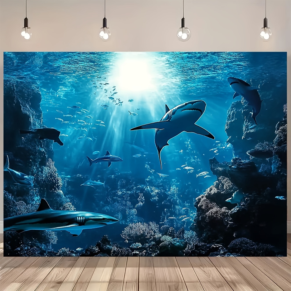 พรมแขวนผนังลายฉลามทะเลลึกสุดงด - Aquarium Marine Blue บทวิจารณ์และราคา