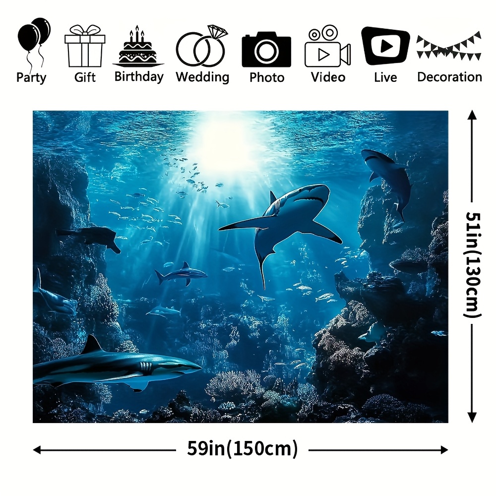 พรมแขวนผนังลายฉลามทะเลลึกสุดงด - Aquarium Marine Blue บทวิจารณ์และราคา